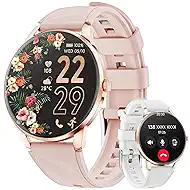 Smart Watch for Women Android/iPhone, 1.32" AMOLED Screen Smartwatch with Answer/Make Call/Fitness Tracker/Heart Rate/SpO2/Sleep Monitor/110+ Sport Modes, 2 Bands