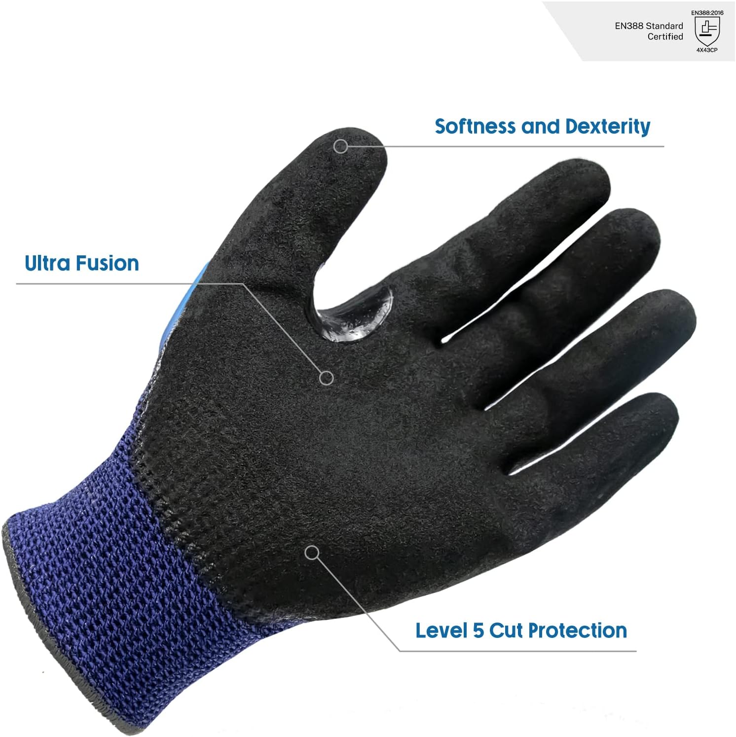 ANDANDA Cut Resistant Gloves, ANSI A5 Impact Work Gloves with Power Grip for Men and Women, Used for Woodworking, Glass Cutting, Construction, Cargo Handling, Car Repair,1 pair,L - Image 3