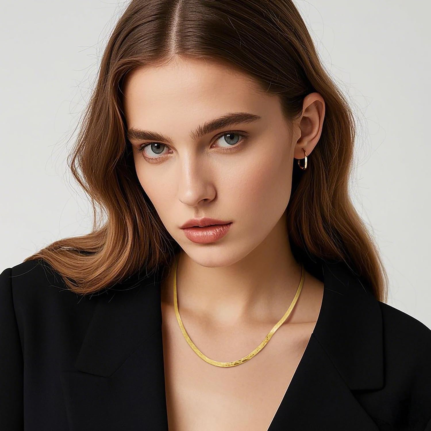 14K Gold Necklaces for Women Trendy Snake Chain Necklace for Men Chunky Gold Necklace for Women Non Tarnish Timeless and Radiant Golden Herringbone Necklaces for Womens 16,18,20,22,24 Inches - Image 5