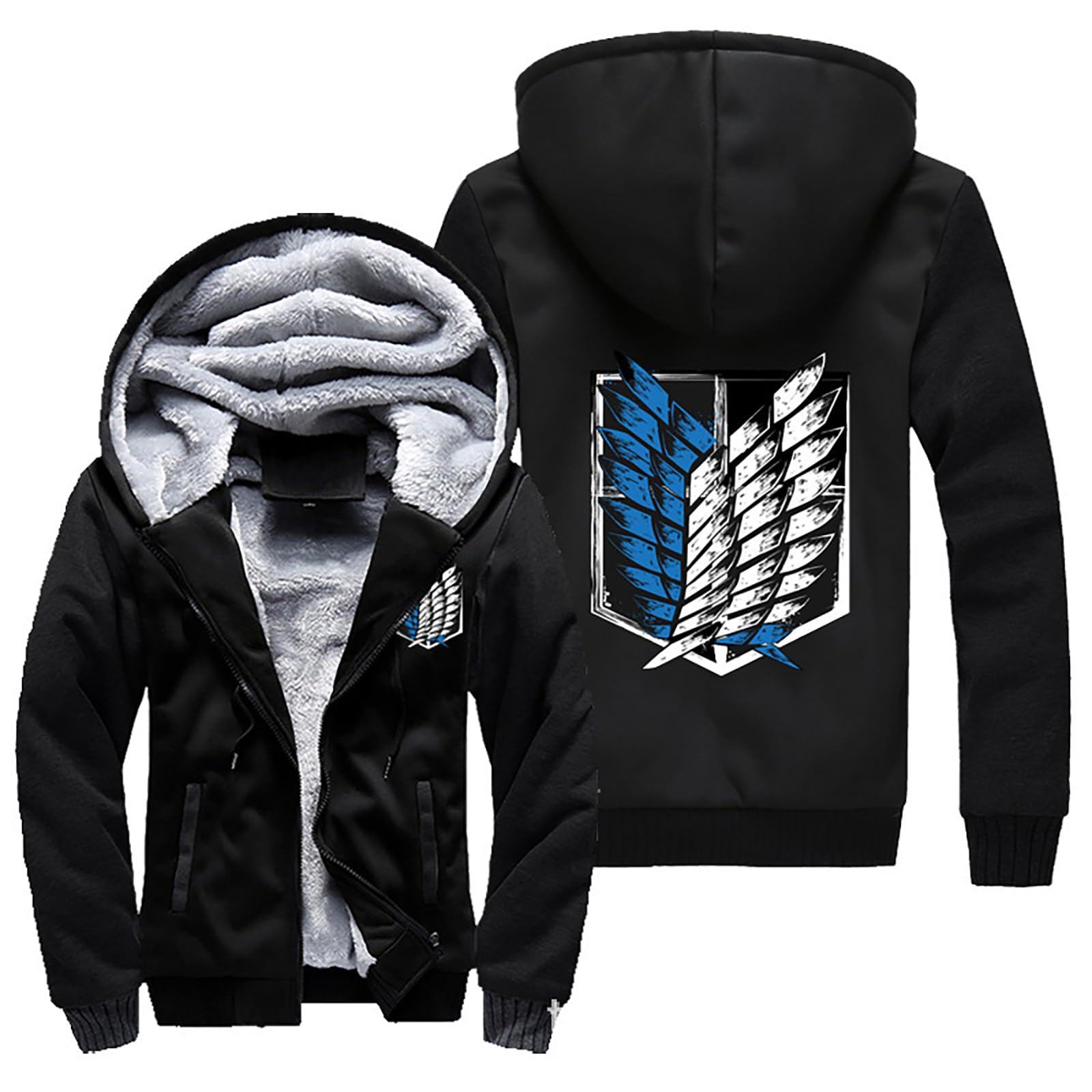 Armaan Men's Color B Hoodies Fleece Zip Up Hooded Sweatshirts Pullover For Attack Titan Warm Jackets Winter Fuzzy Sherpa Lined Camouflage Coats Personalized Full Zipped Jacket,-L