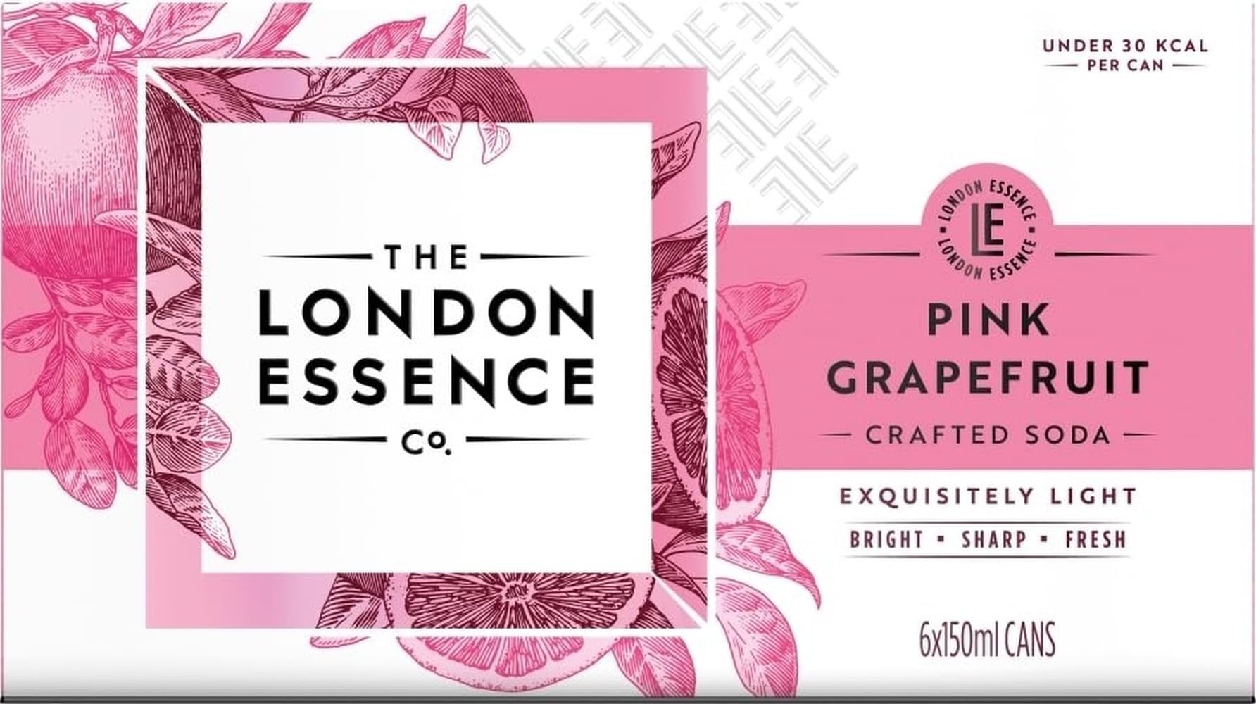 The London Essence Co., Pink Grapefruit Soda, 150 ml Can (Pack of 6)