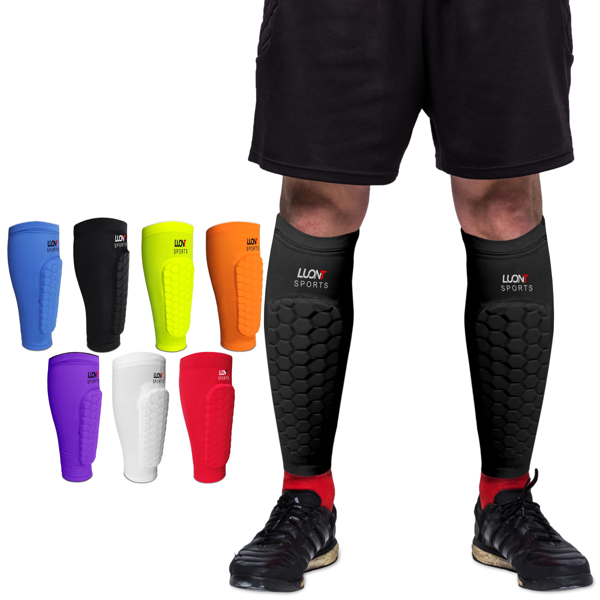 LUONT - Soccer Shin Guards for Men, Women & Kids | Protective Football Soccer Pads with Superior Impact Absorption, Breathable, & Lightweight |