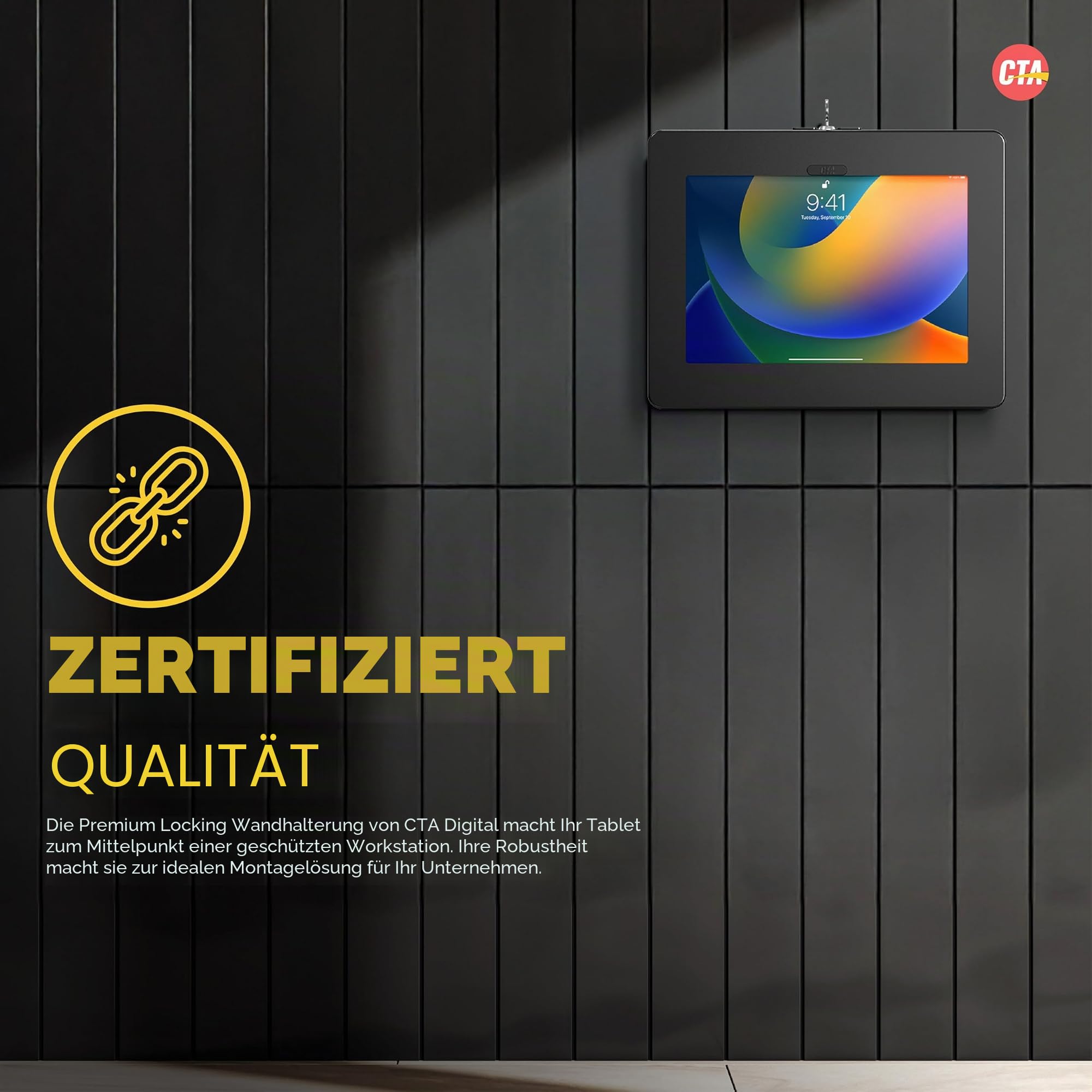CTA Verriegelbare Anti-Diebstahl-Tablet-Wandhalterung für iPad 10. Generation 11 Zoll, 7./8./9. Gen, Air 4 - Kompatibel Mit Galaxy Tab, Lenovo Tab 4, Zebra Tablets & Mehr