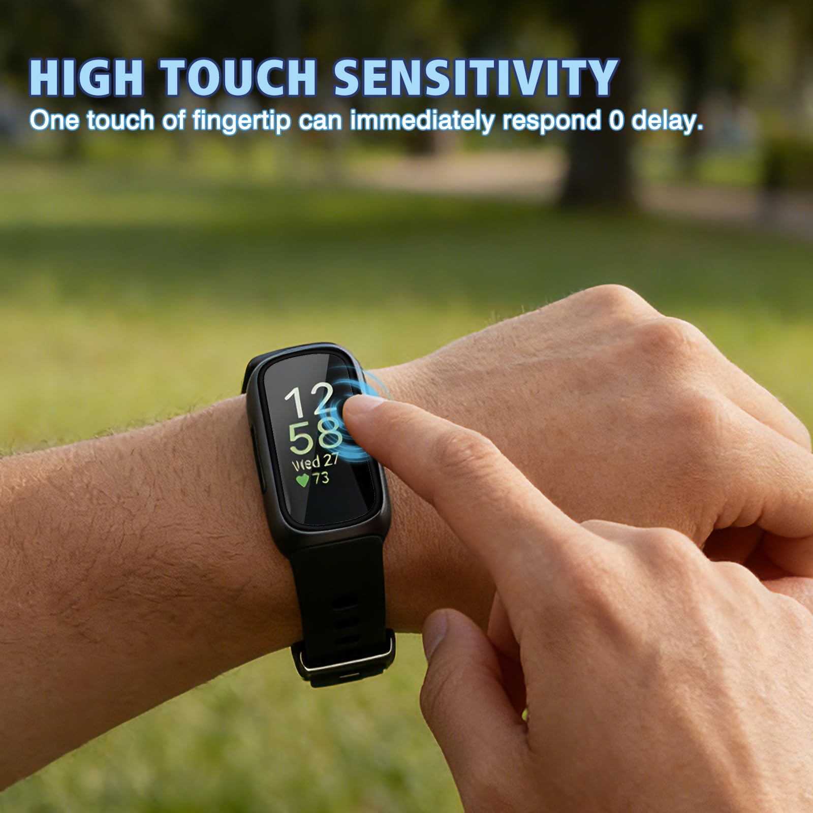 Confezione da 4 pellicole protettive per smartwatch Fitbit Inspire 3, antigraffio, ad alta sensibilità, copertura completa HD PMMA (vetro non temperato)
