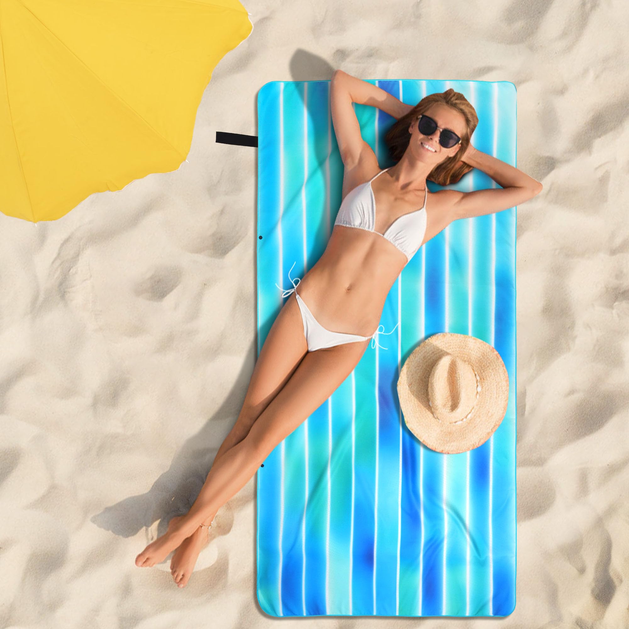 Duży ręcznik plażowy z mikrofibry (90x180 cm), kompaktowy i odporny na piasek, lekki i szybkoschnący, idealny na plażę, siłownię, w podróż, do sauny