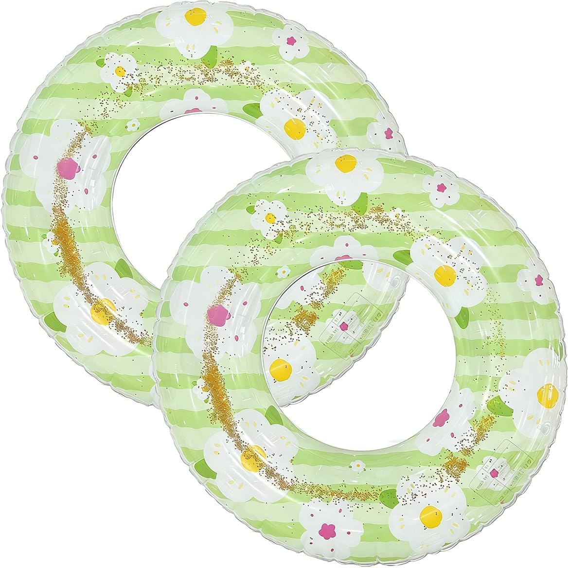 2Pcs Inflatable Pool Floats, Pool Tube Rings, Swim Tubes, Pool Floaties, Beach Swimming Party Floats for Adults Swim Ring Fun Print Pool Lounger Tube for Summer