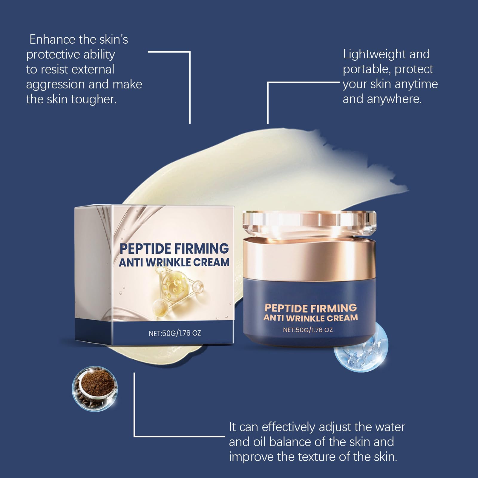 Qingling peptydowy krem ujędrniający, Qingling Anti-Aging krem do twarzy, ujędrniający krem nawilżający do twarzy, wygładza zmarszczki i drobne linie, przeciwstarzeniowy, ujędrniający, nawilżający. (3