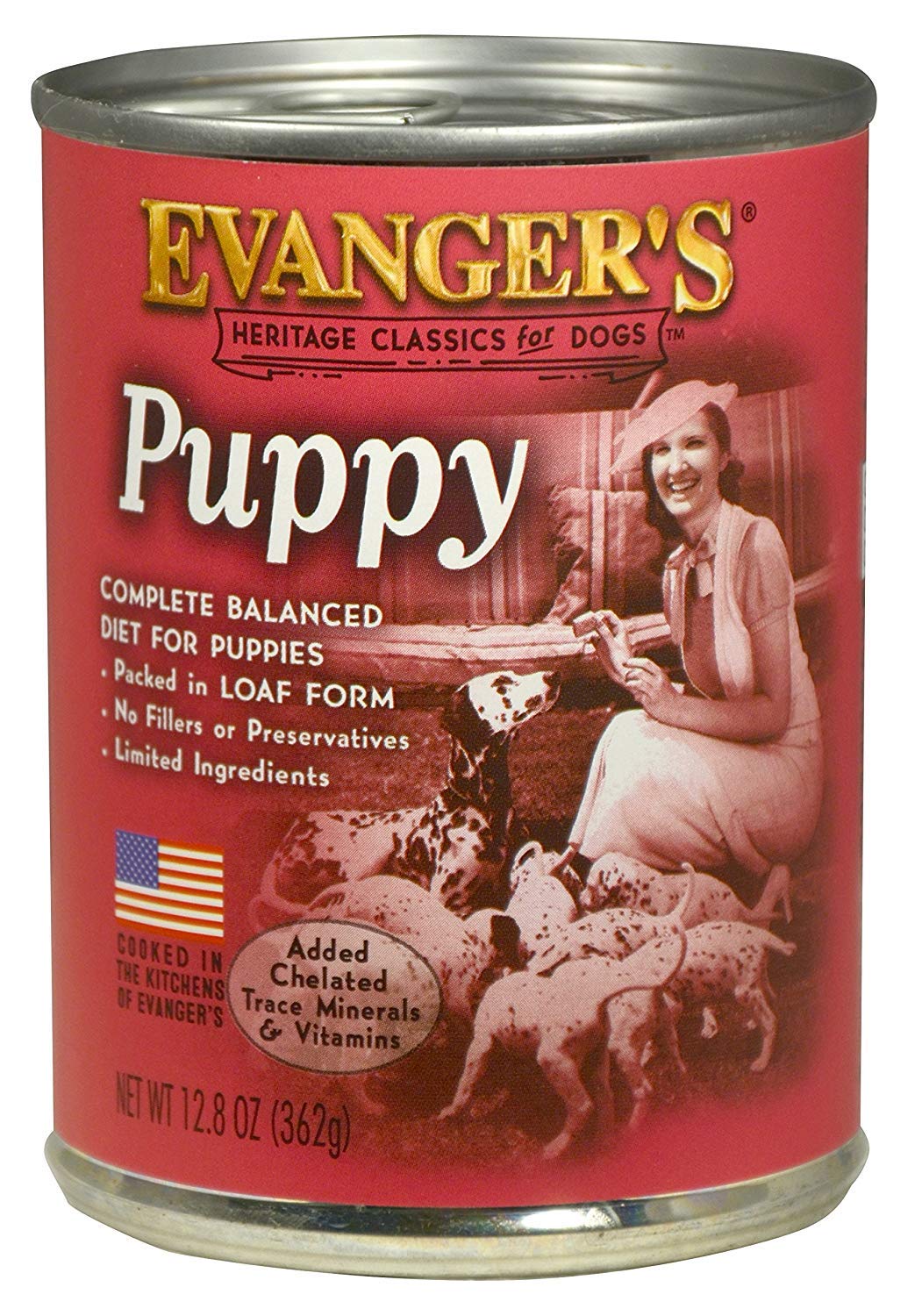 Evanger’s Heritage Classic Puppy and Underweight – 12 Count, 12.8 oz Each – Wet Dog Food with Chicken – Gluten-Free Loaf Style Meal – Complete and Balanced for All Life Stages