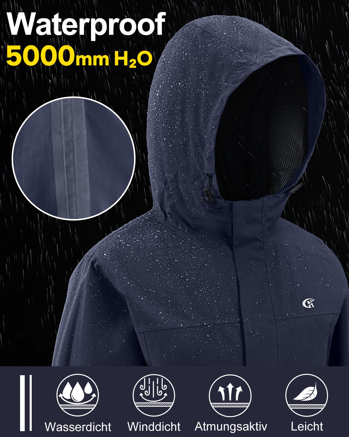 Huayuzh Softshelljacke für Damen Wasserdicht Atmungsaktiv Übergangsjacke Windjacke Regenjacke Wanderjacke Laufen Wandern