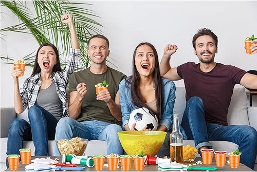 Miniatura 2 de 500 vasos de chupito de plástico naranja desechables de 2 onzas para beber, degustaciones servidas, aperitivos, degustaciones y muestras de gelatina