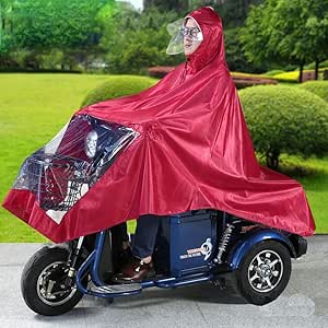 Waterproof Large Rain Cape Coat Mobility Scooter Motorcycle Raincoat Rain Cover Poncho Rainwear,Full Protection With Visor (A 4XL