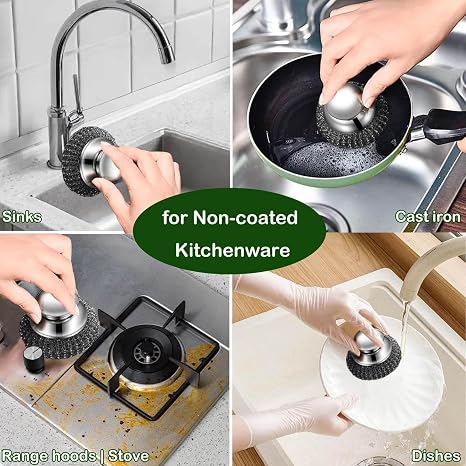 Stainless Steel Wool Scrubber with Handles