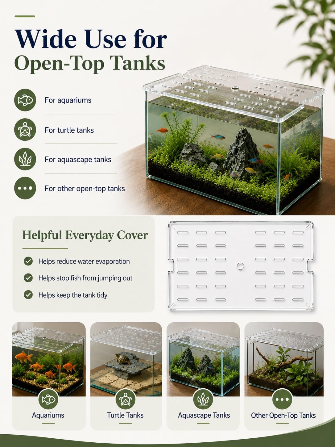 Genérico Tapa de Acuario acrílica Transparente 5 mm, Cubierta para Acuarios Abiertos(40x70cm)