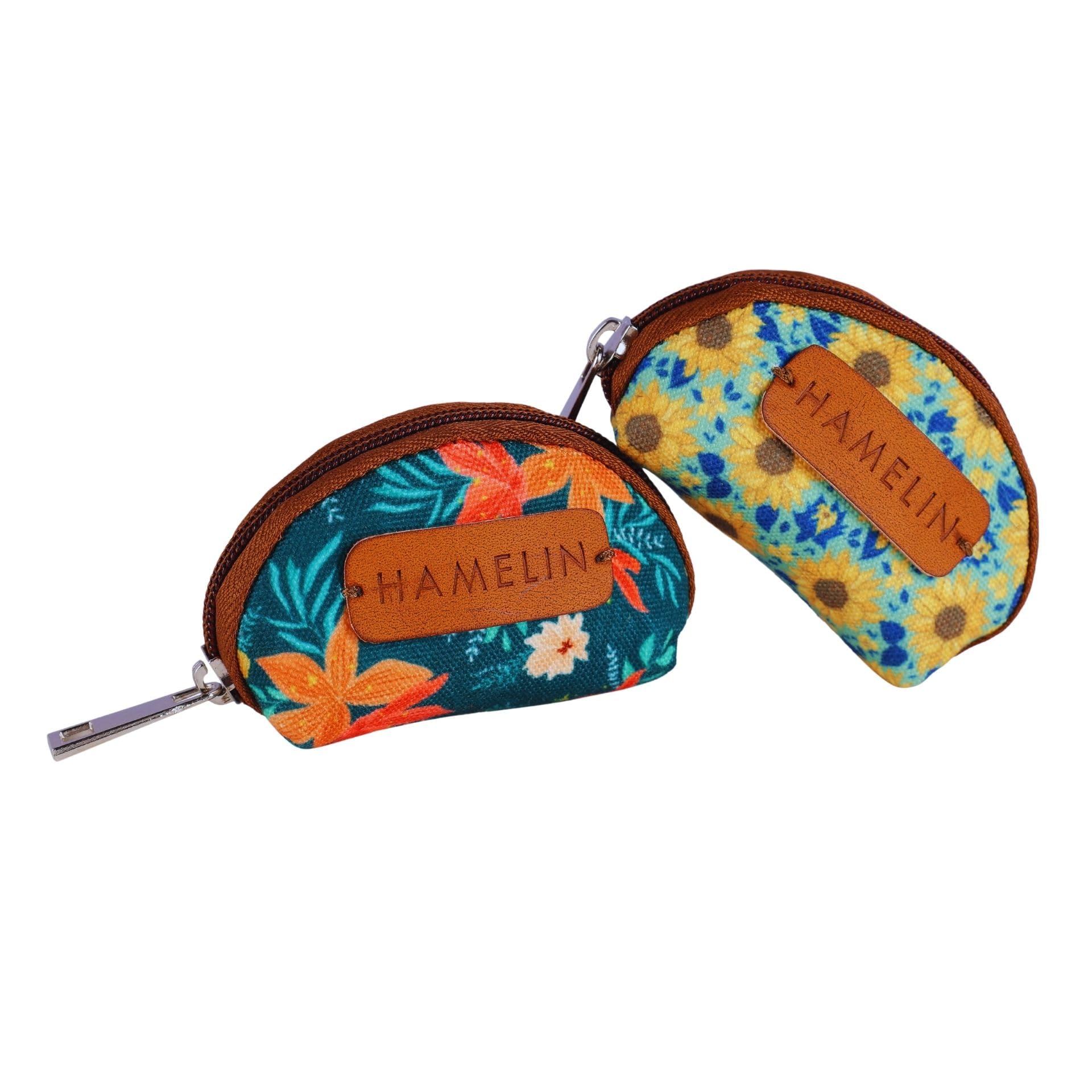 Mini Travel Pouch Coin Pouch | Coin Purse | Small Pouch for Women | Earphone Pouch for Girls | Mini Pouches for Women | Coin Purse (Set of Two -Floral)| Ideal Gift for Woman-image-42