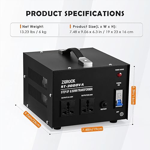 Miniatura 2 de Transformador de voltaje de 3000 vatios - Protección universal de doble salida transformador de potencia de 110 V a 220 V220 V a 110 V