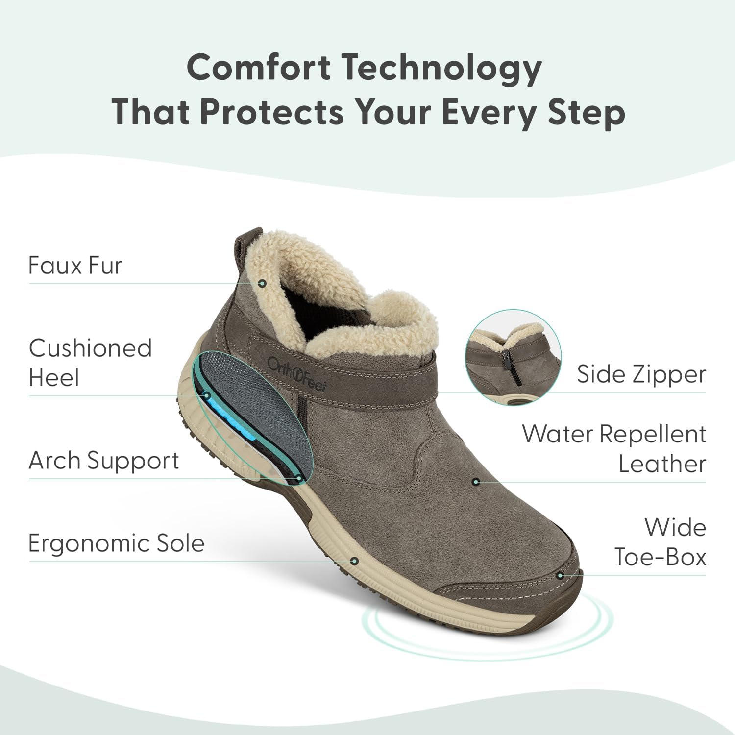 Orthofeet Women's Orthopedic Leather Siena Ankle Boots - Image 3