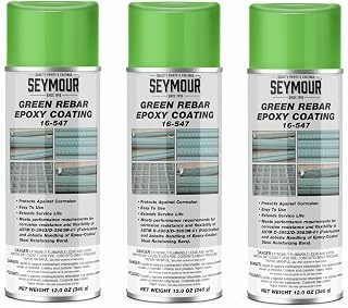 16-547 Seymour Green Rebar Epoxy Spray Paint (12 oz, 3-Pack / 36 oz Total) | Durable Epoxy Coating for Rebar Protection & Coating Repairs, ASTM Certified