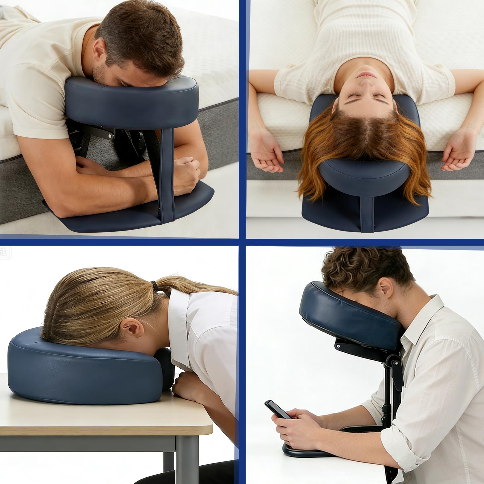 JAOGAUS Reposacabezas de Masaje para Cama con Ajuste 180° y Soporte Facial | Compatible con colchones de 14 a 45 cm, ideal para masaje boca abajo con soporte estable y cómodo