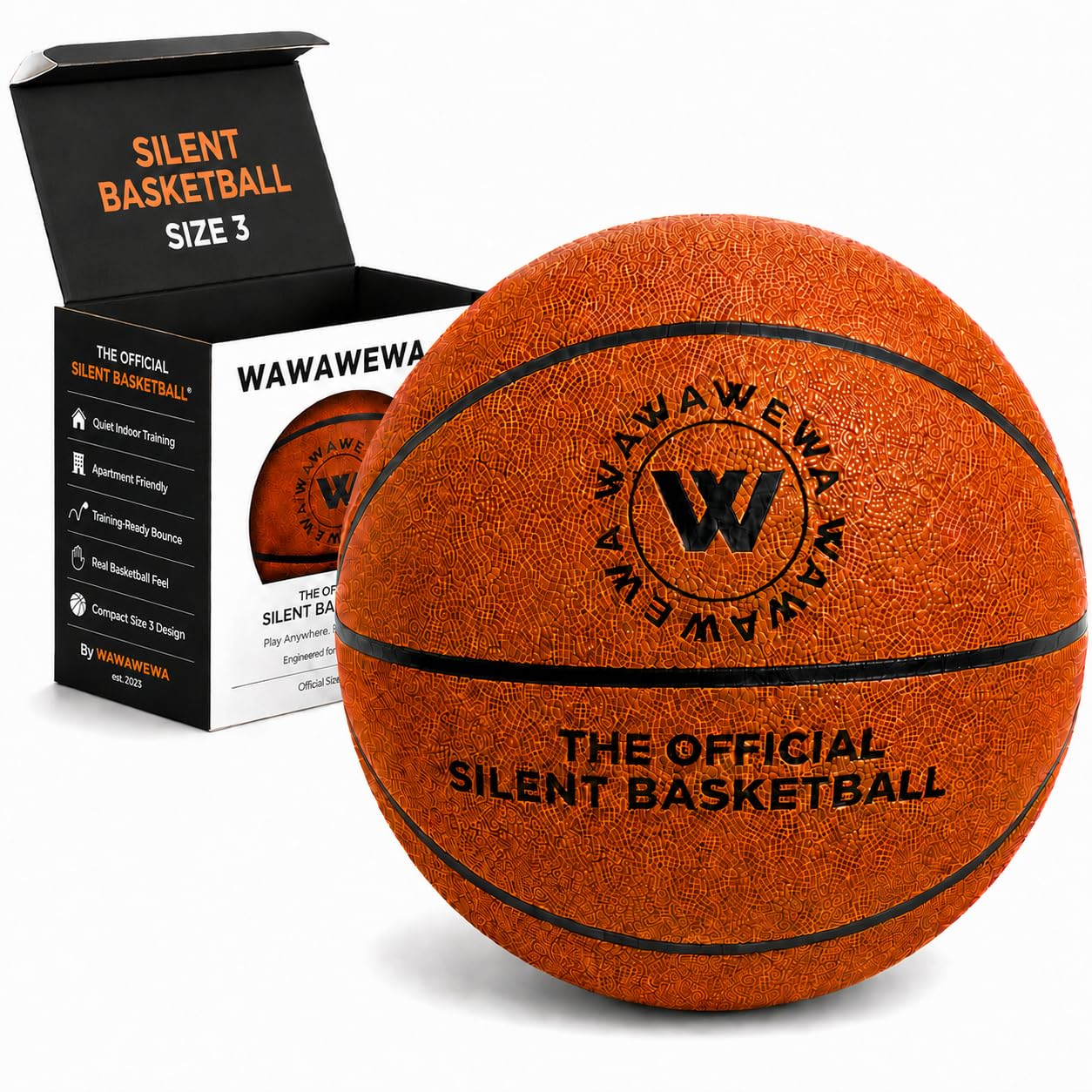 WAWAWEWA The Official Silent Basketball Mini Size 3 (22") Quiet Indoor Foam