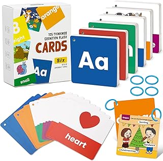 beiens Flash Cards for Toddlers 1-4 Years - 105 Cards - 210 Sides with Rings - Learn Colors, Number, Shapes, Animals, Body Parts, ABC Letters & Sight Words - Fun Learning and Educational Flashcards