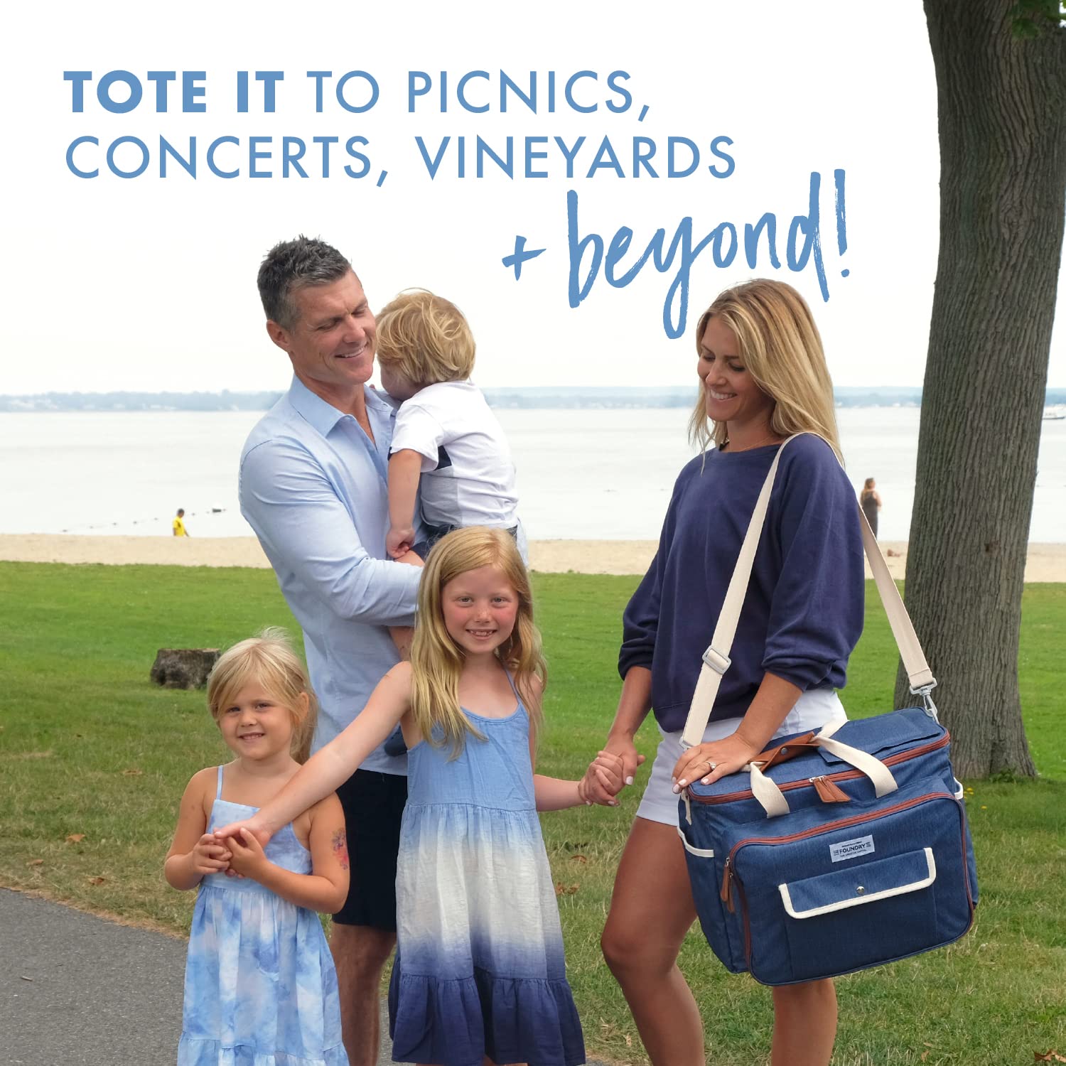 Borsa Termica Da Picnic Foundry By Fit + Fresh – Morbida, Isolata E A Prova Di Perdite, Con Set Da 4 Piatti E Bicchieri – Blu Navy