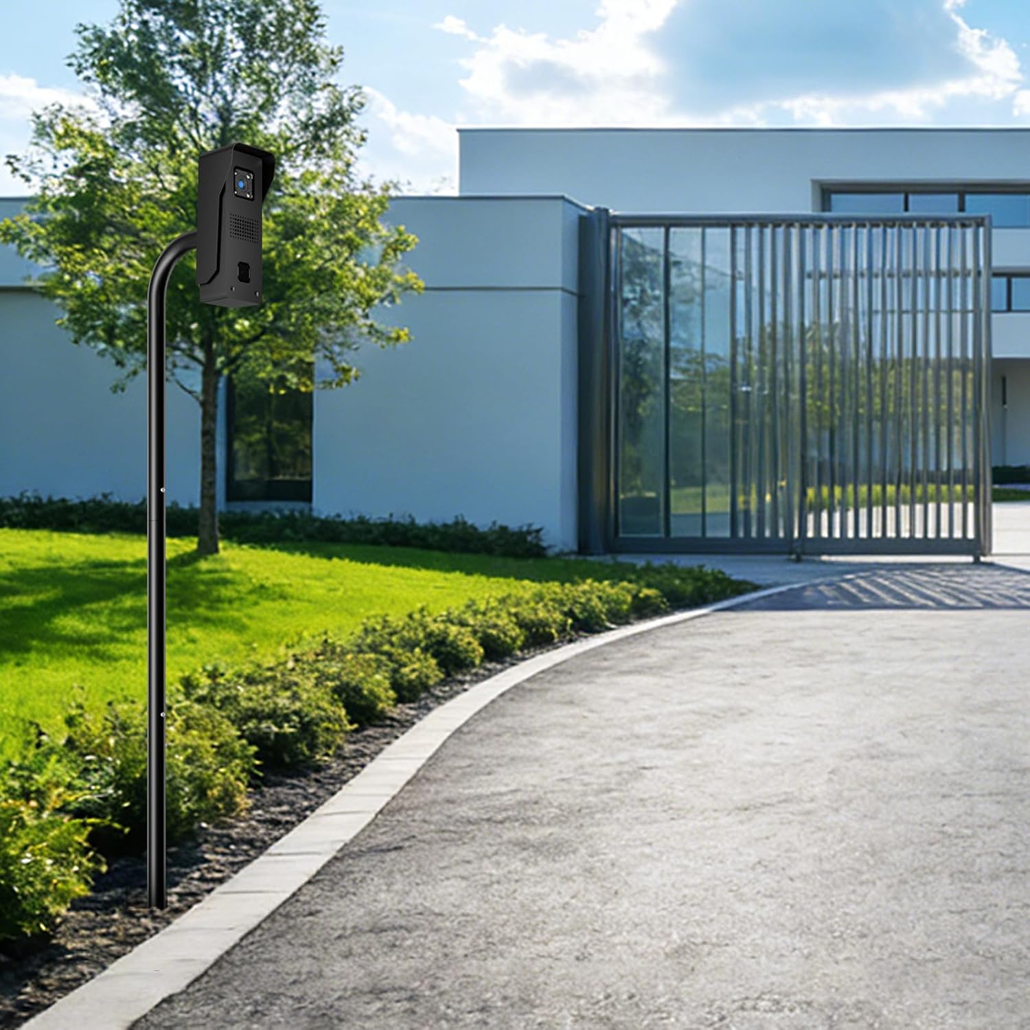 Universal Gooseneck Pedestal Post for Automatic Gate Opener Keypad – 68" Height Burial Outdoor Mount, Compatible with Ghost Controls, Mighty Mule, CO-Z, Topens Wired, Easy to Installation