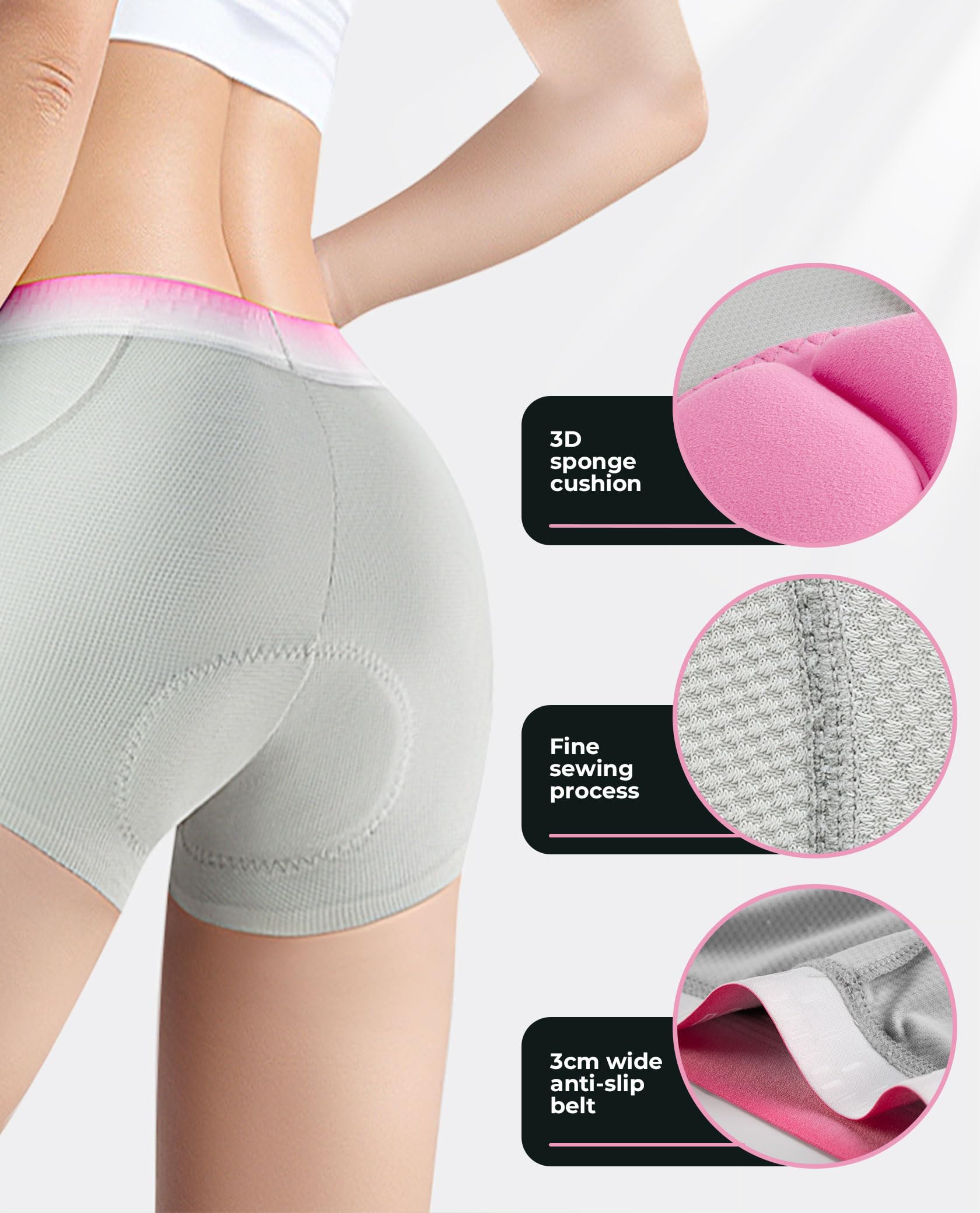 ROCKBROS TVI Mutande Ciclismo Donna, Pantaloncini Bici Traspirante, Biancheria Intima Bicicletta, Slip Bicicletta Comodo, Imbottitura in Gel 3D, Pantaloncini per MTB, Bici da Strada, Fitness, Grigio
