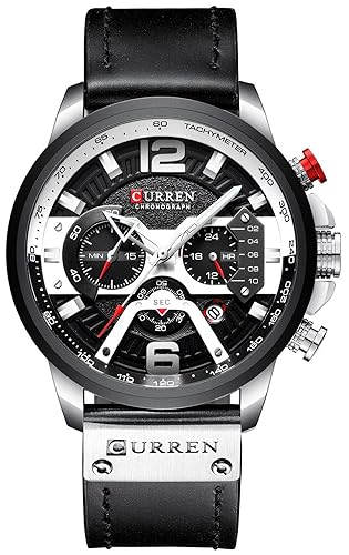 FANMIS Mens Luxury Watches Business Chronograph Dress Waterproof Leather Strap