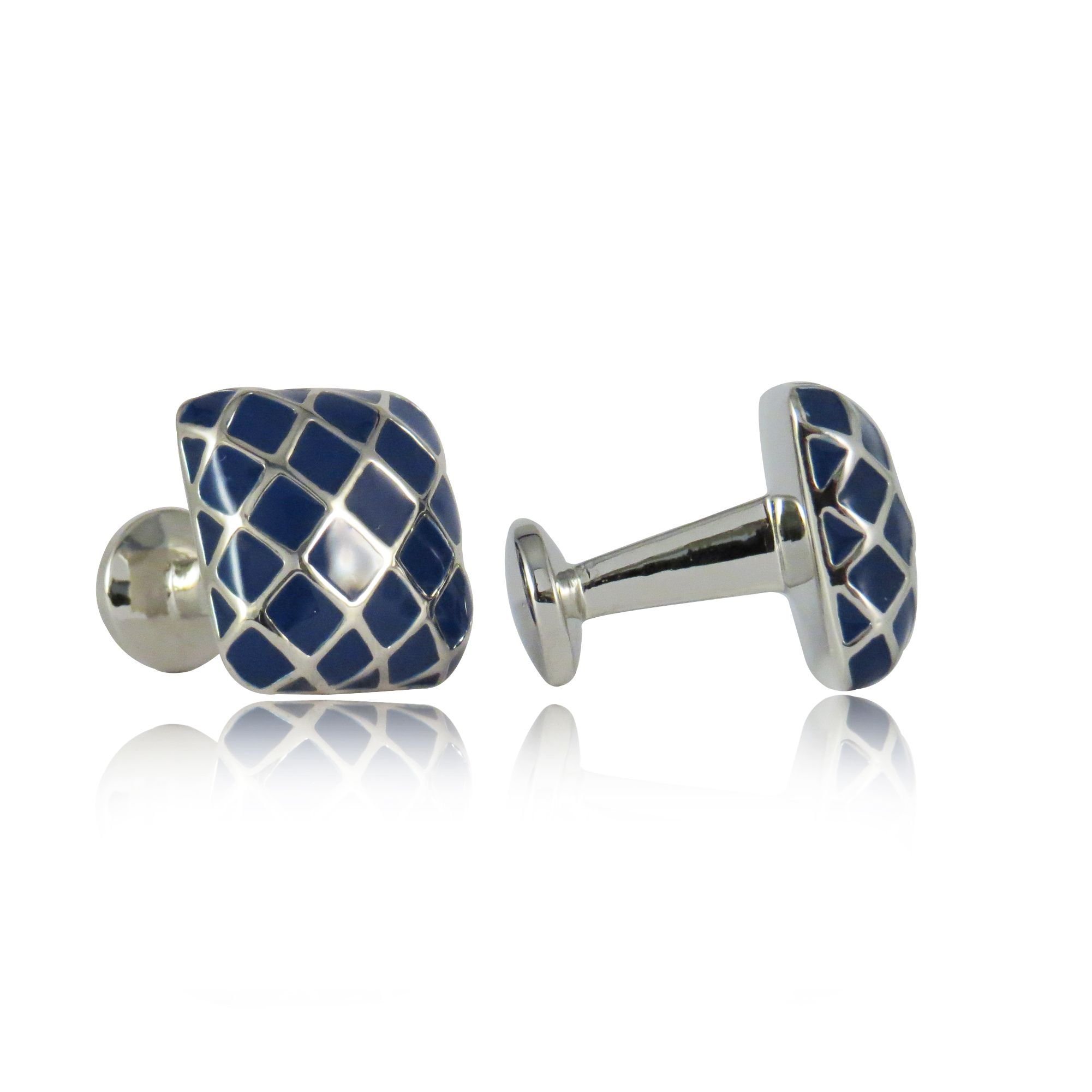 Blu fantasia con cupola smalto argento gemelli da Cuff-Daddy