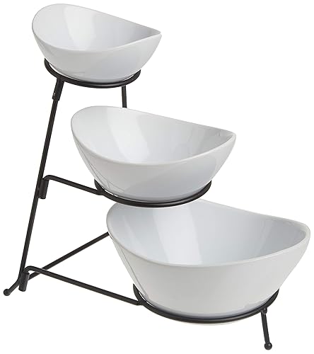 Gibson Elite Gracious Dining Dinnerware, 3-Tier Oval Bowl Set with