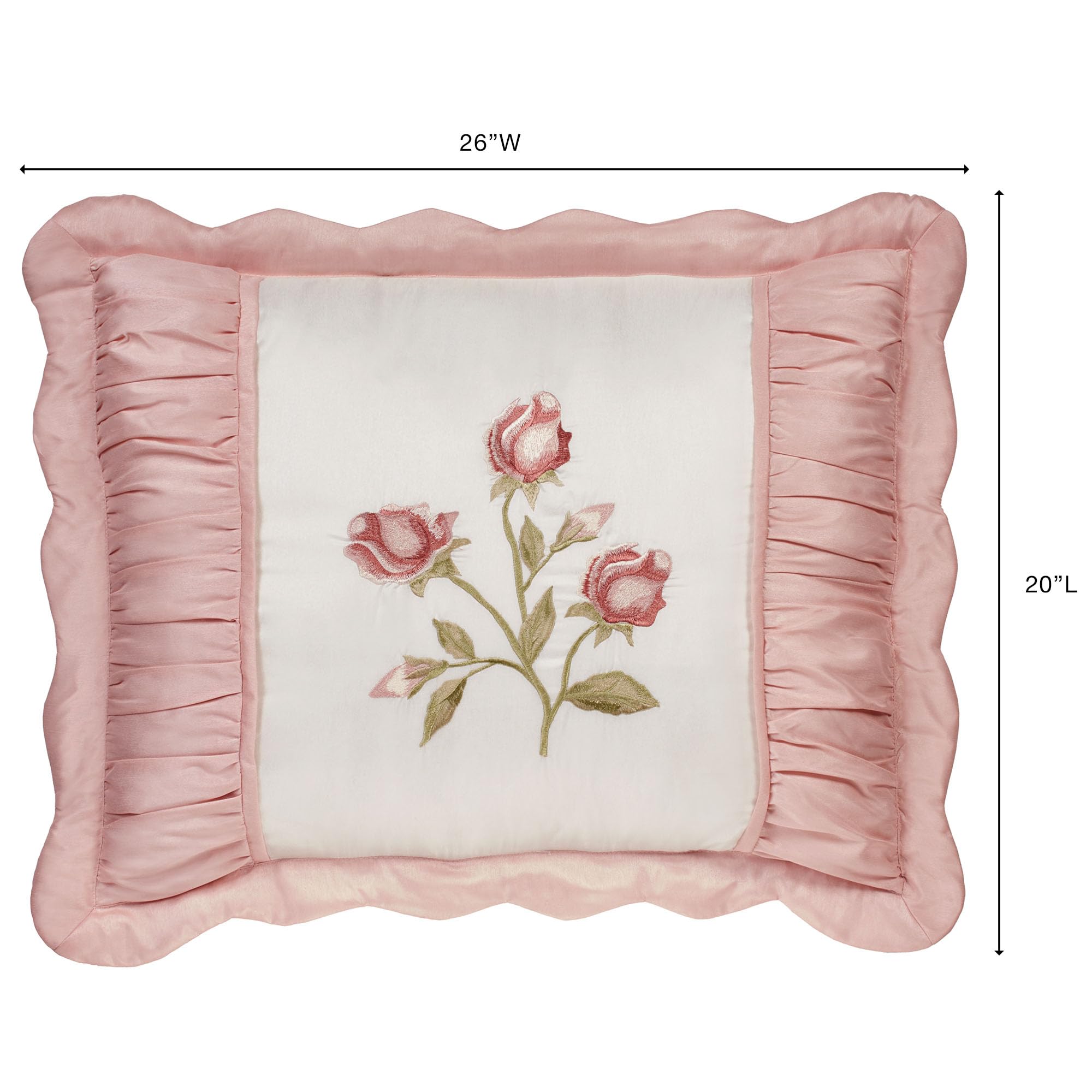 Touch of Class Blush Rose Embroidered Standard Queen Sham Only