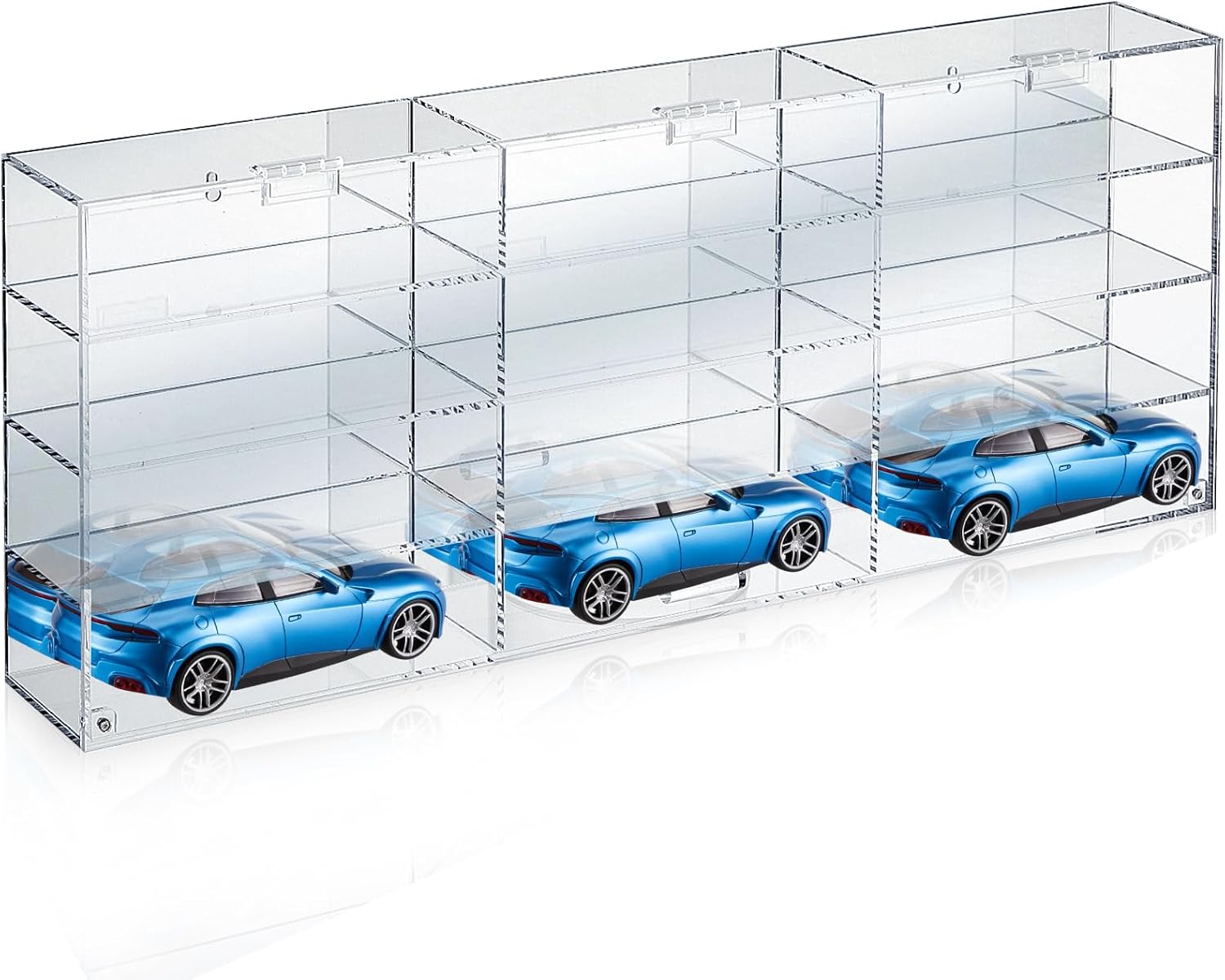 Juexica Clear Acrylic Toy Car Display Case 1: 24 Scale Diecast Display Box Wall Mounted Shelf for Storage Toy Car Mini Model Race(12 Grids)