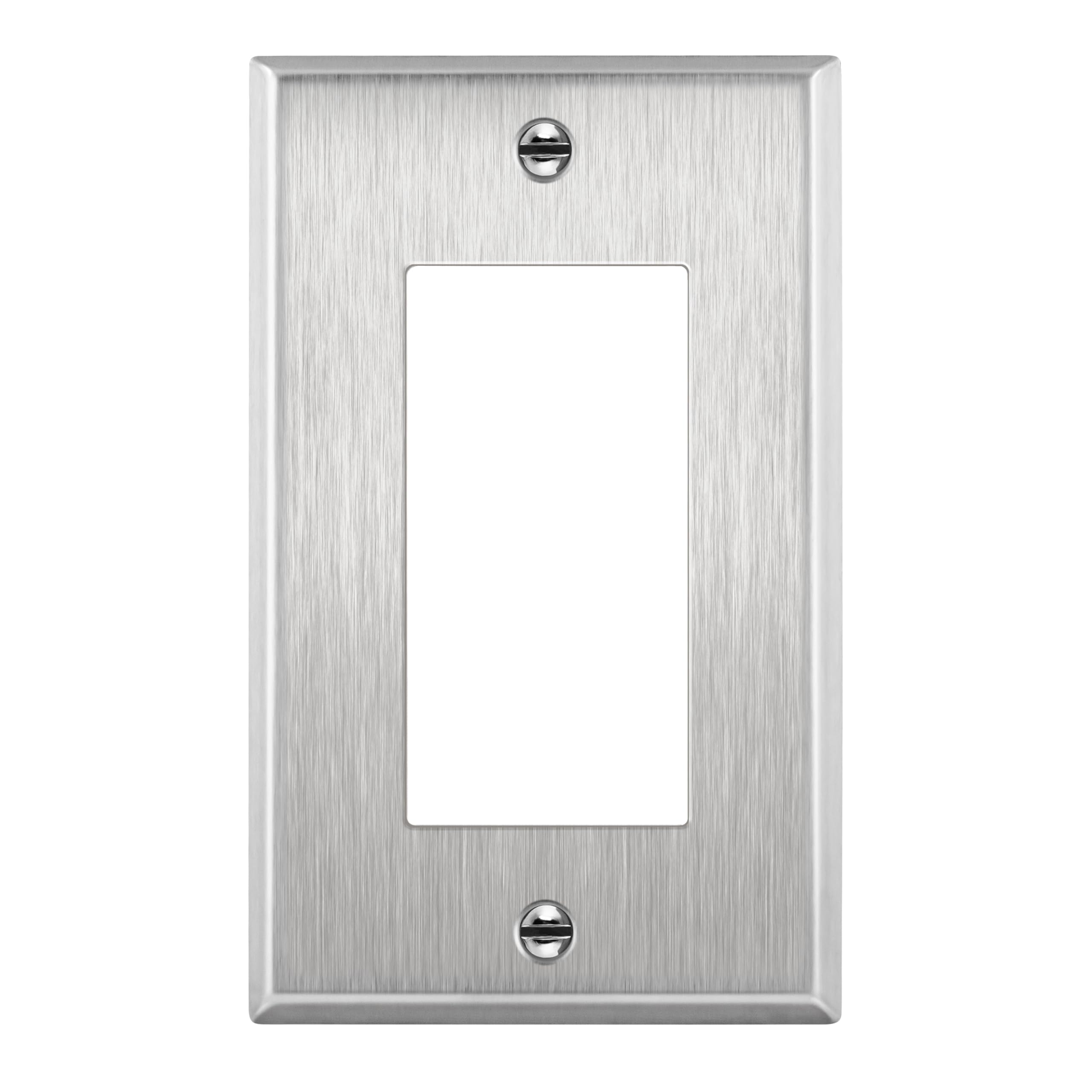 ENERLITES Decorator Switch or Receptacle Outlet Metal Wall Plate, Corrosion Resistant, Size 1-Gang 4.50" x 2.76", UL Listed, 7731, 430 Stainless Steel, Silver