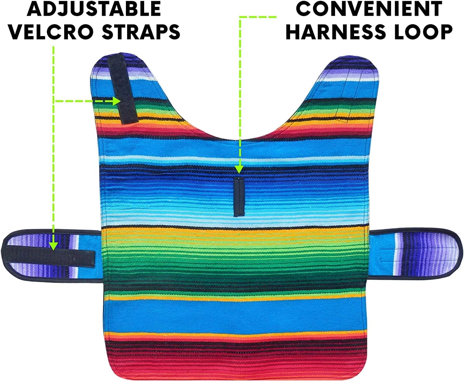 Handmade Dog Poncho from Mexican Serape Blanket - Dog Clothes - Coat - Costume - Sweater - Vest (Blue, French Bulldog/Pug)