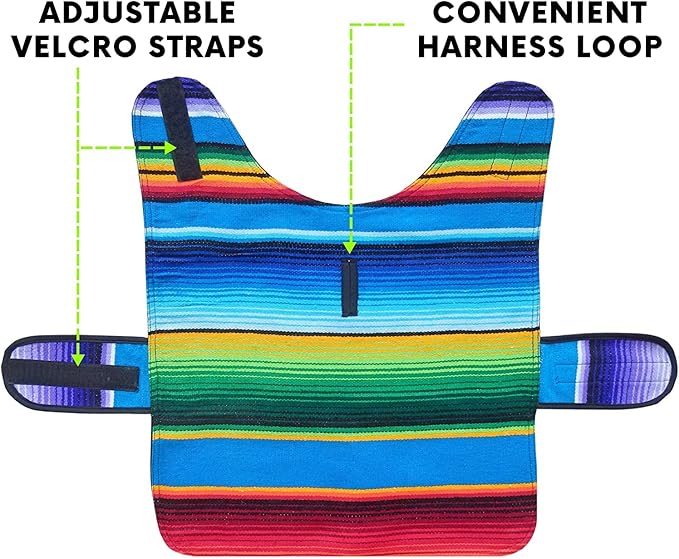 Poncho Mexicano para Perro Hecho a Mano - Azul miniatura 2