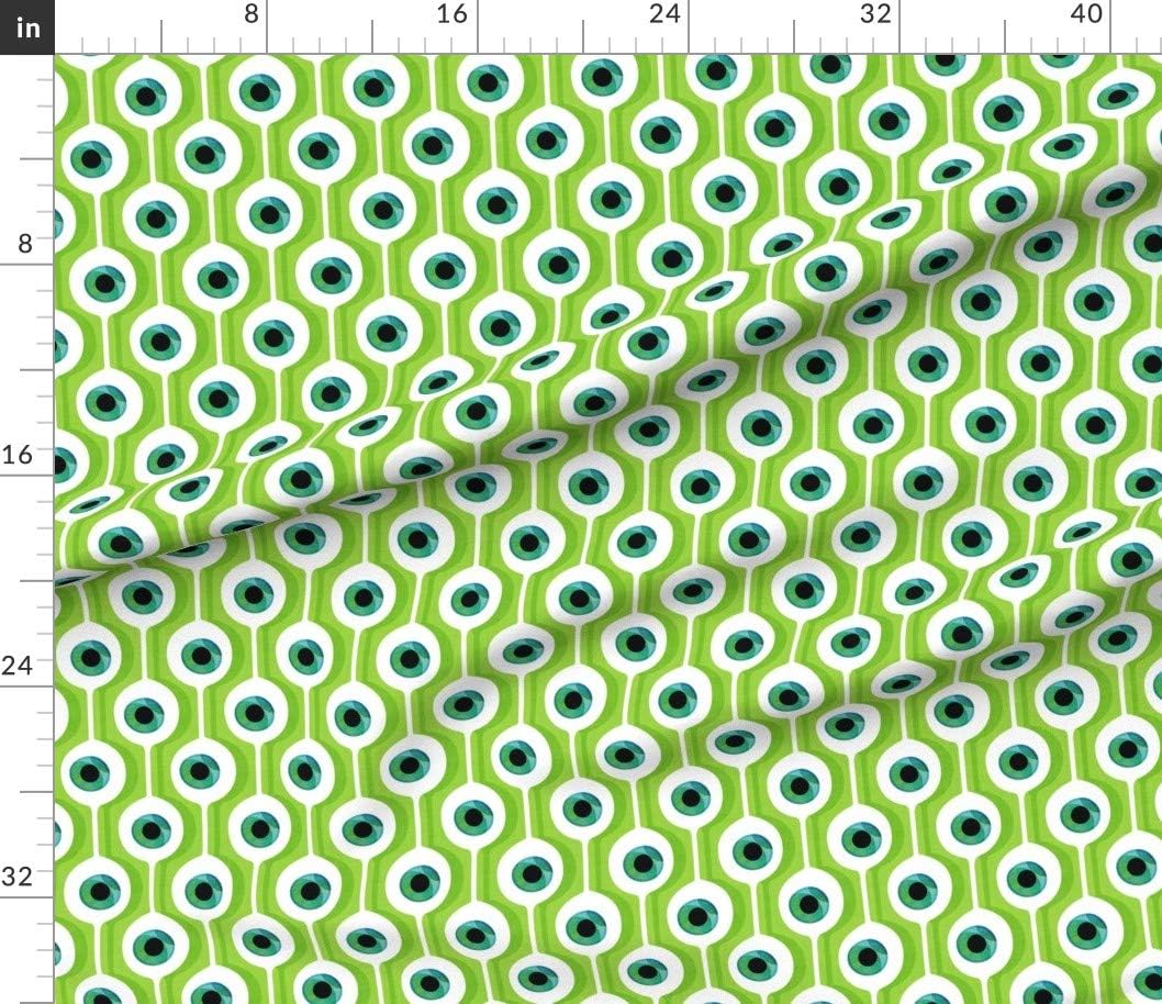Spoonflower Fabric - Eye Pod Lime Eyes Green Jade Halloween Printed on Petal Signature Cotton Fabric by The Yard - Sewing Quilting Apparel Crafts Decor