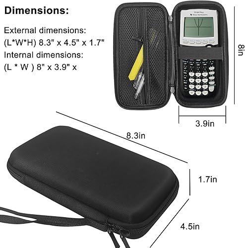 Miniatura 9 de Xberstar, estuche duro de EVA para guardar y transportar calculadora gráfica de Texas Instruments y otros elementos TI-84  83  Plus CE, estuche de
