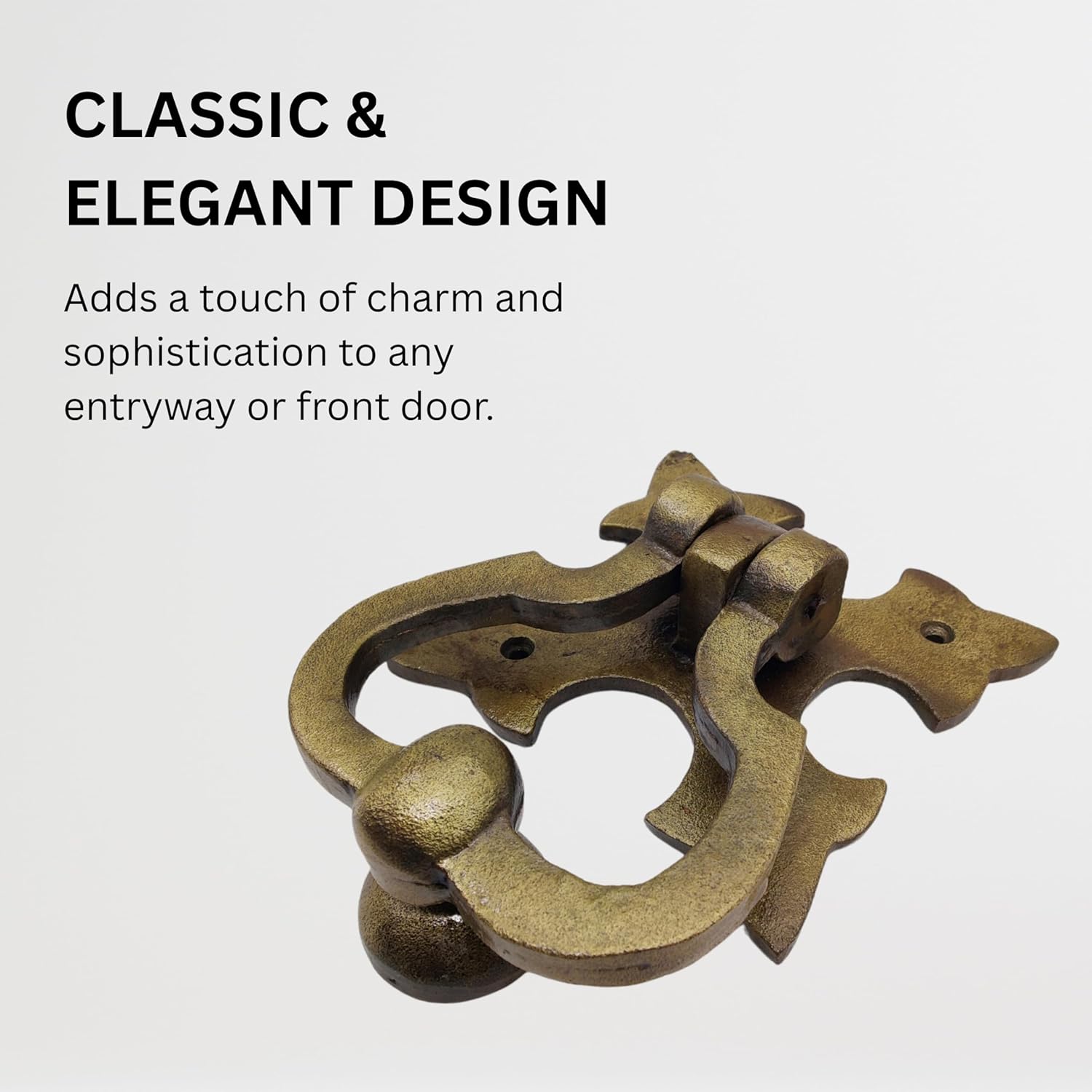 Norse’s Tradecraft Antique Metal Door Knocker for Front Door, Vintage Decorative Hardware with Rustic Traditional Design, Heavy Duty Cast Iron Entry Knocker for Home, Farmhouse, Outdoor Décor