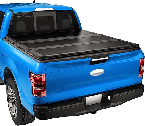 Funda de caja de camioneta dura de tres pliegues compatible con Ford F-150 2004-2014, Lincoln Mark LT 2006-2014, cama de 5.5 pies