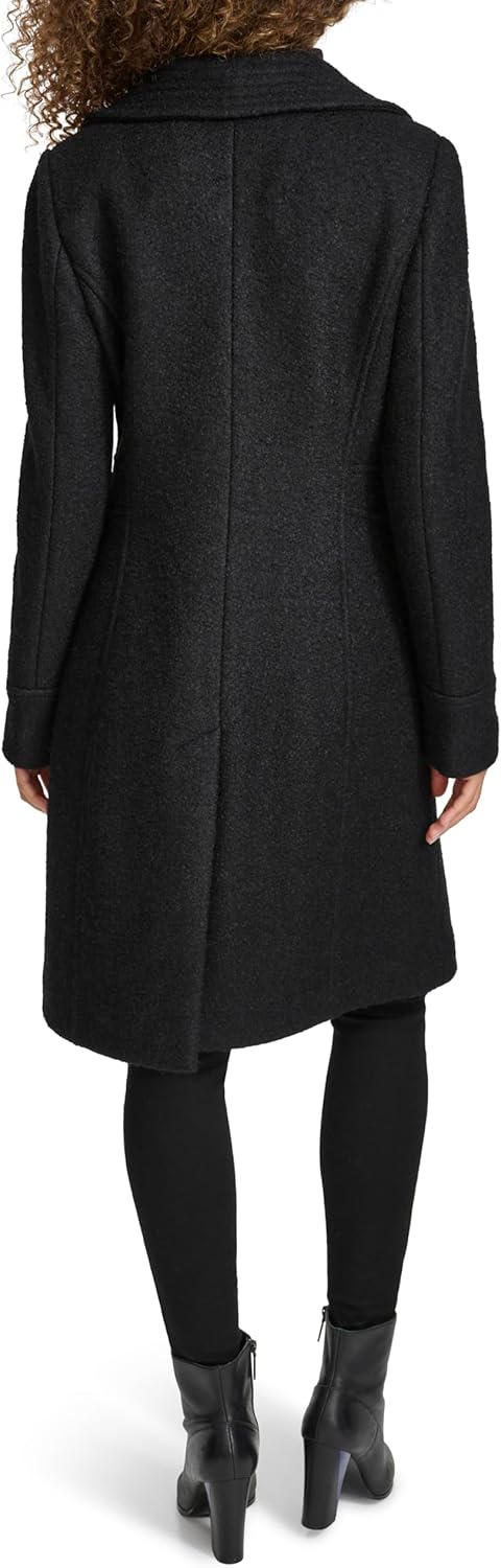Kenneth Cole Women's Pressed Boucle Wool Coat With Oversized Wing Collar - Image 4