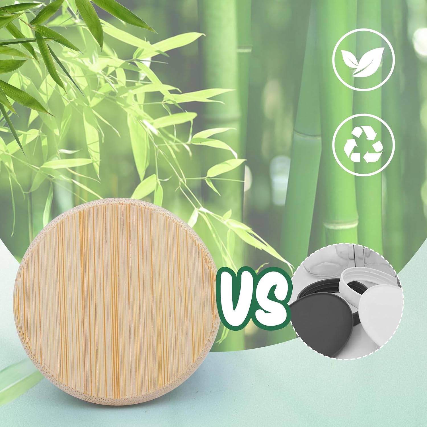 Oui Yogurt Jar Lids, Cymuber Leak Proof Wooden Lids Set with Silicone Sealing Rings, Reusable Natural Bamboo Canning Lids Covers with Bottle Label for 5 Oz Oui Yogurt Jars Storage (10 Pack)
