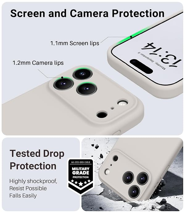 OTOFLY Magnetic for iPhone 17 Pro Case,Compatible with Magsafe,Classic Liquid Silicone Mobile Phone Case,Integrated Camera Control Button,Anti-Scratch Microfiber Lining, Stone by OTOFLY - Used condition - Image 5