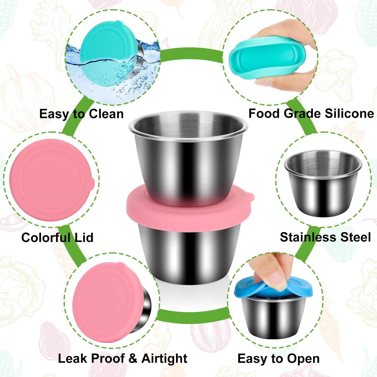 Soleebee Set di contenitori per alimenti con coperchio 3 x 70 ml in