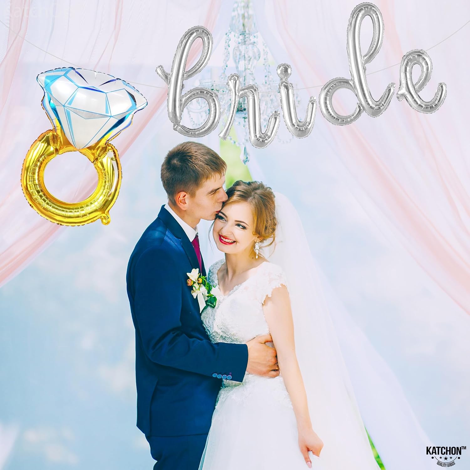 KatchOn, Huge Diamond Ring Balloons - 29 Inch | Wedding Ring Balloon for Bridal Shower Decorations | Bachelorette Party Decorations | Diamond Balloons for Engagement Party decorations
