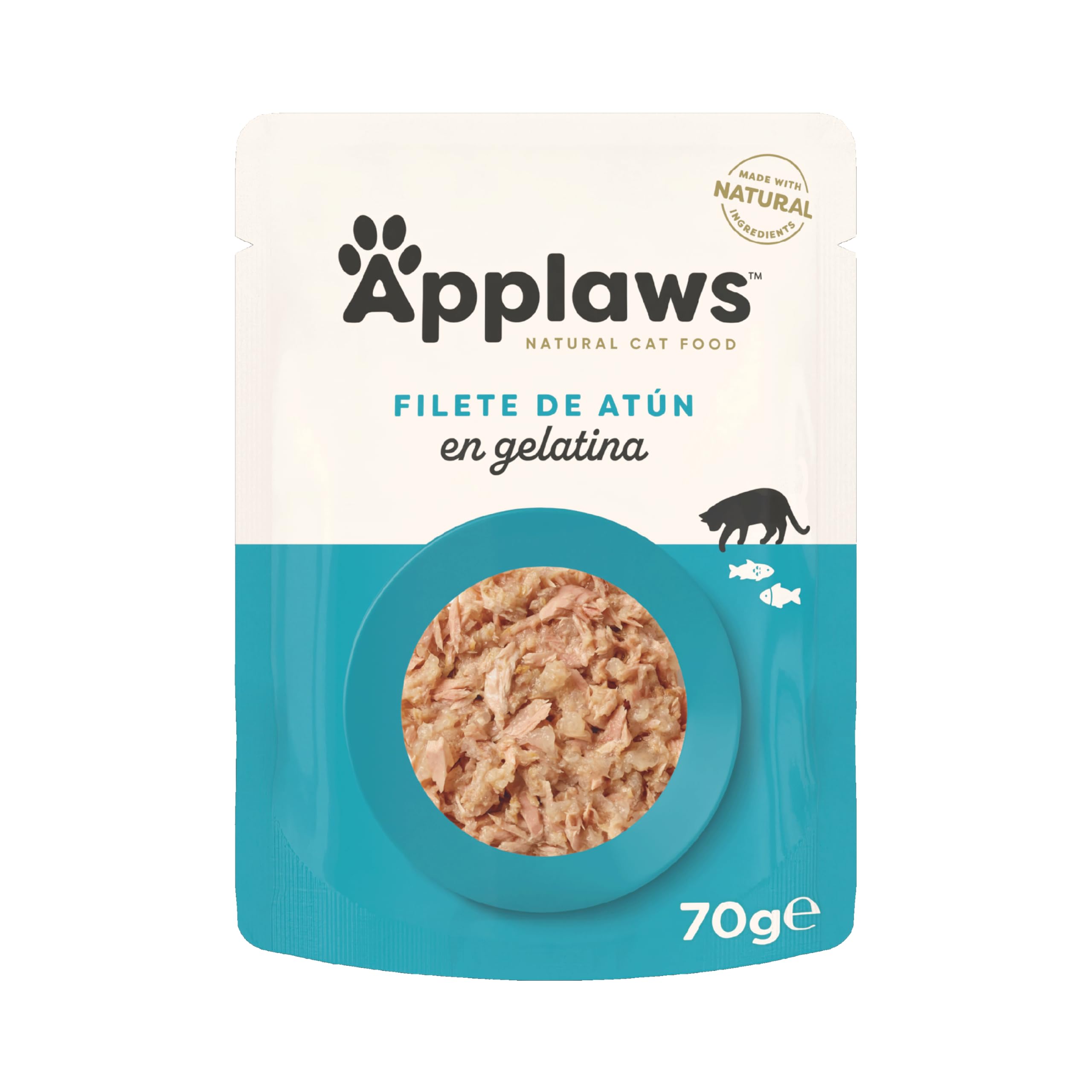 Applaws Comida húmeda natural para gatos, Atún Tierno en Deliciosa Gelatina, 16 sobres de 70 g