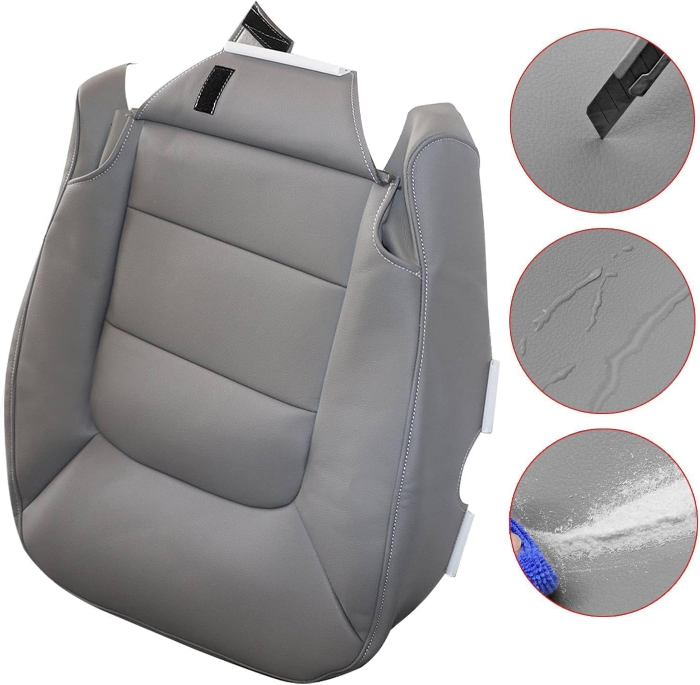 NLQR Front Driver Side Bottom Replacement Microfiber Leather Seat Cover #E Medium Flint Gray Compatible with Ford Expedition XLT XLT Sport XLS Limited 2003 2004 2005 2006
