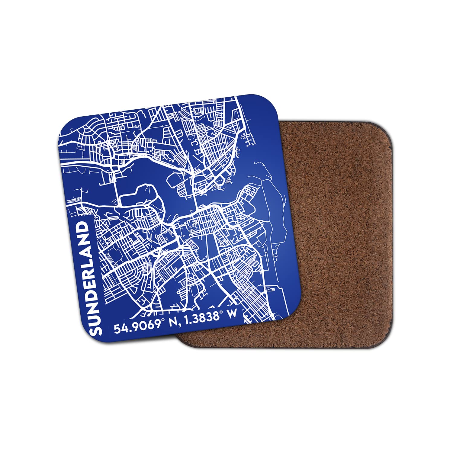 Dv Design Multicolor Square Single Coaster - Sunderland Map City England Travel Uk Gb Gift #76994
