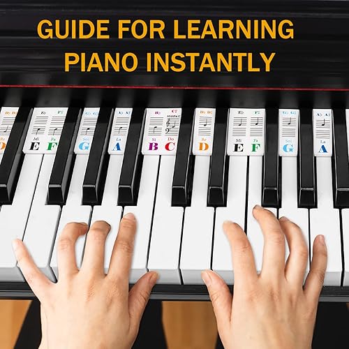 Miniatura 2 de Etiquetas extraíbles para teclado de piano, calcomanías de teclado de piano para principiantes, guía de notas de piano de silicona para aprender,