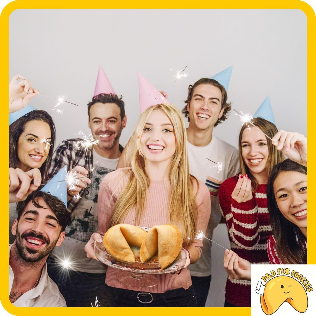 D&D Fun Cookies Biscotti della Fortuna 50 pezzi | Compleanno del bambino | Biscotti bambini | Biscotti della fortuna cinesi | Biscotti confezionati singolarmente | Biscotti regalo | Fortune Cookies
