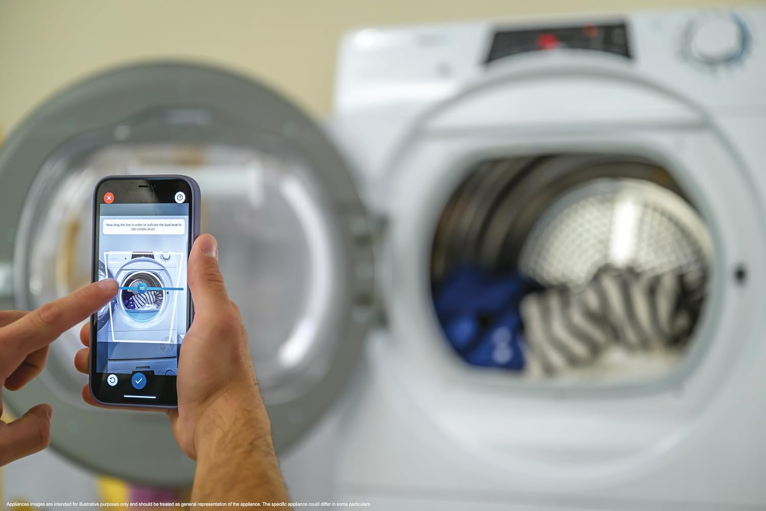 User interacting with the Candy dryer via a smartphone app
